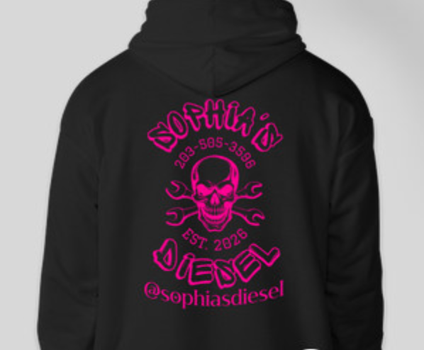Sophia's Diesel Skull Hoodie Black + Pink