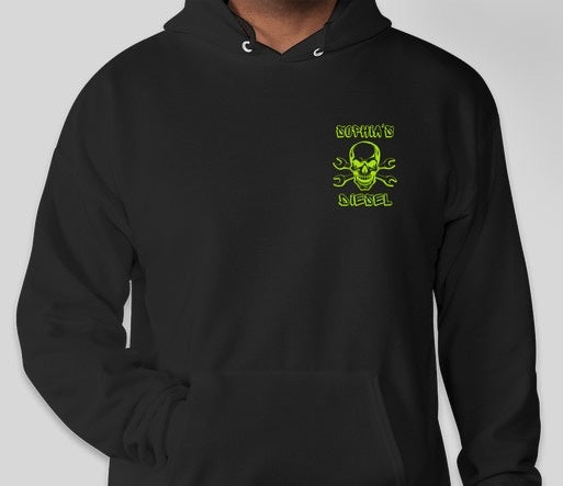 Sophia's Diesel Skull Hoodie Black + Green